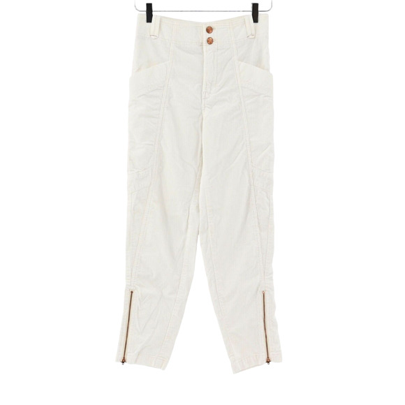 ANTHROPOLOGIE Pants Womens‎ Size 25 Pilcro White Corduroy Slim Pocket Zip Ankle - Picture 1 of 15